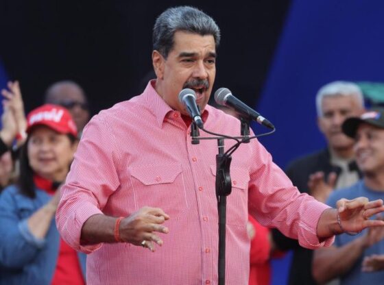 The president of Venezuela, Nicolás Maduro, during the protests on Saturday.