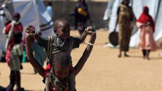 Two Sudanese children in the Tine refugee camp,
